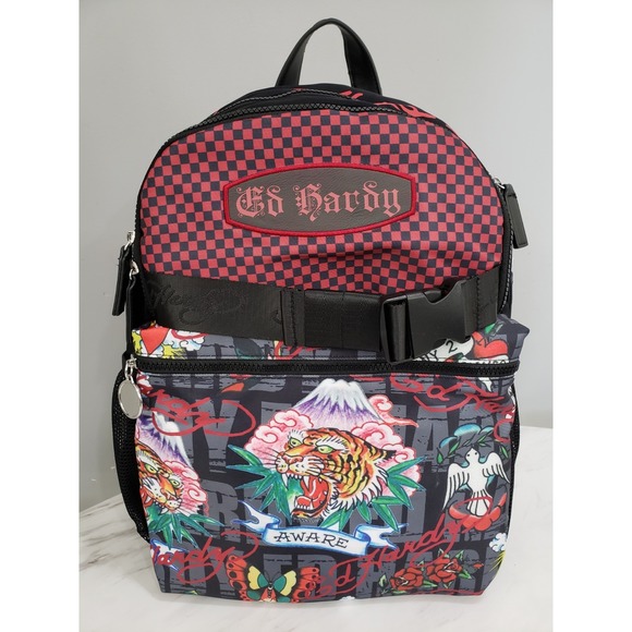 NEW Ed Hardy Screaming Tiger Backpack y2k tattoo flash art school travel - Picture 1 of 7